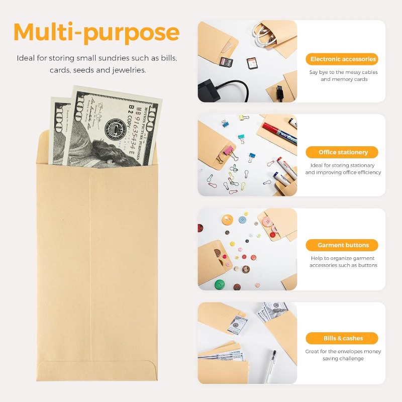 50Pcs Cash Envelopes Money Con - مراجعة Letter Envelope Kraft وسعره