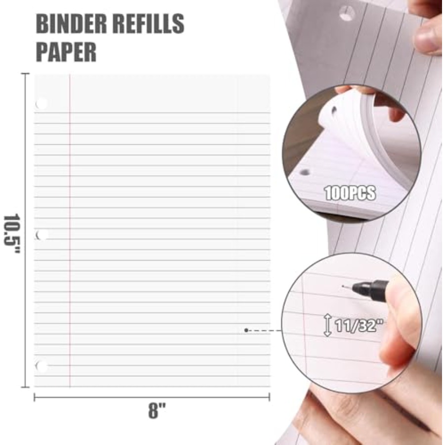 100 Sheets Loose Leaf Paper, 8 - مراجعة Paper Punch 3 Hole وسعره