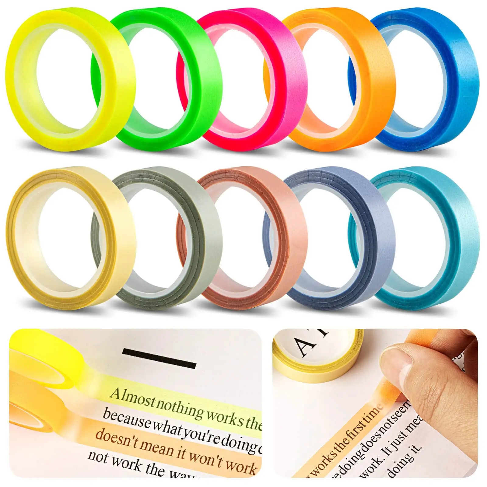 5Rolls Transparent Fluorescent - مراجعة Index Tab Divider وسعره