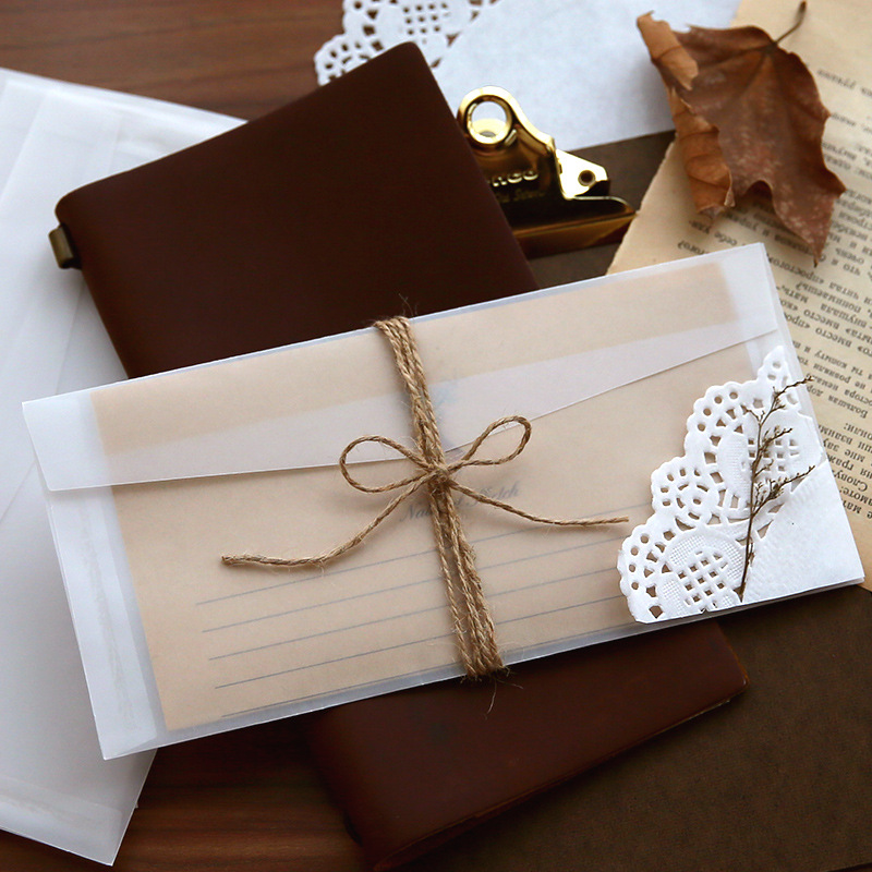 10pcs/lot Custom Transparent E - مراجعة Letter Envelope Kraft وسعره