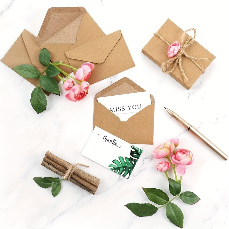 50/100pcs Kraft Paper Envelope - مراجعة Letter Envelope Kraft وسعره