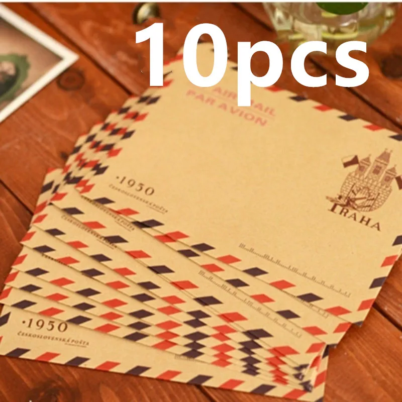 10pcs 9.7*7.5cm  Retro Popular - مراجعة Letter Envelope Kraft وسعره