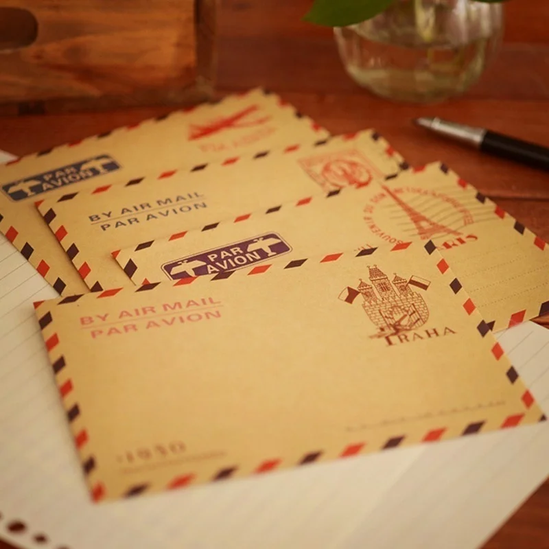 10pcs 9.7*7.5cm  Retro Popular - مراجعة Letter Envelope Kraft وسعره