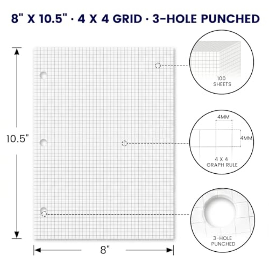 Graph Paper Filler Paper, 100  - مراجعة Paper Punch 3 Hole وسعره
