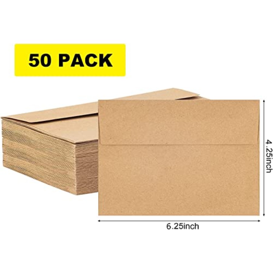 50 Pack Kraft Envelopes - 4 x  - مراجعة Letter Envelope Kraft وسعره