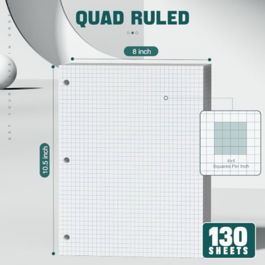 Loose Leaf Graph paper 8 x 10. - مراجعة Paper Punch 3 Hole وسعره