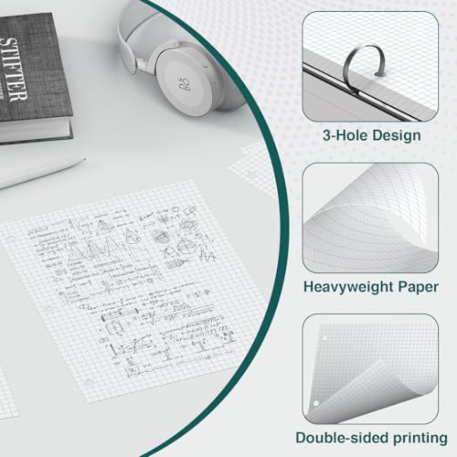 Loose Leaf Graph paper 8 x 10. - مراجعة Paper Punch 3 Hole وسعره