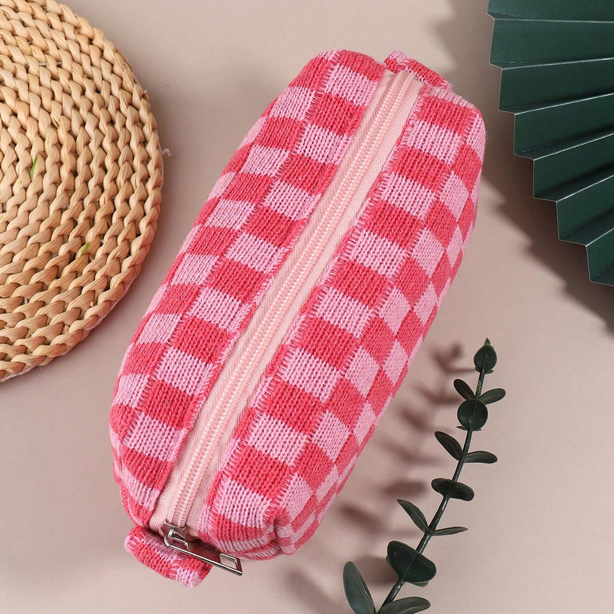 1PC Pink Checkered Single-Laye - مراجعة Stationery Office Supply Store وسعره