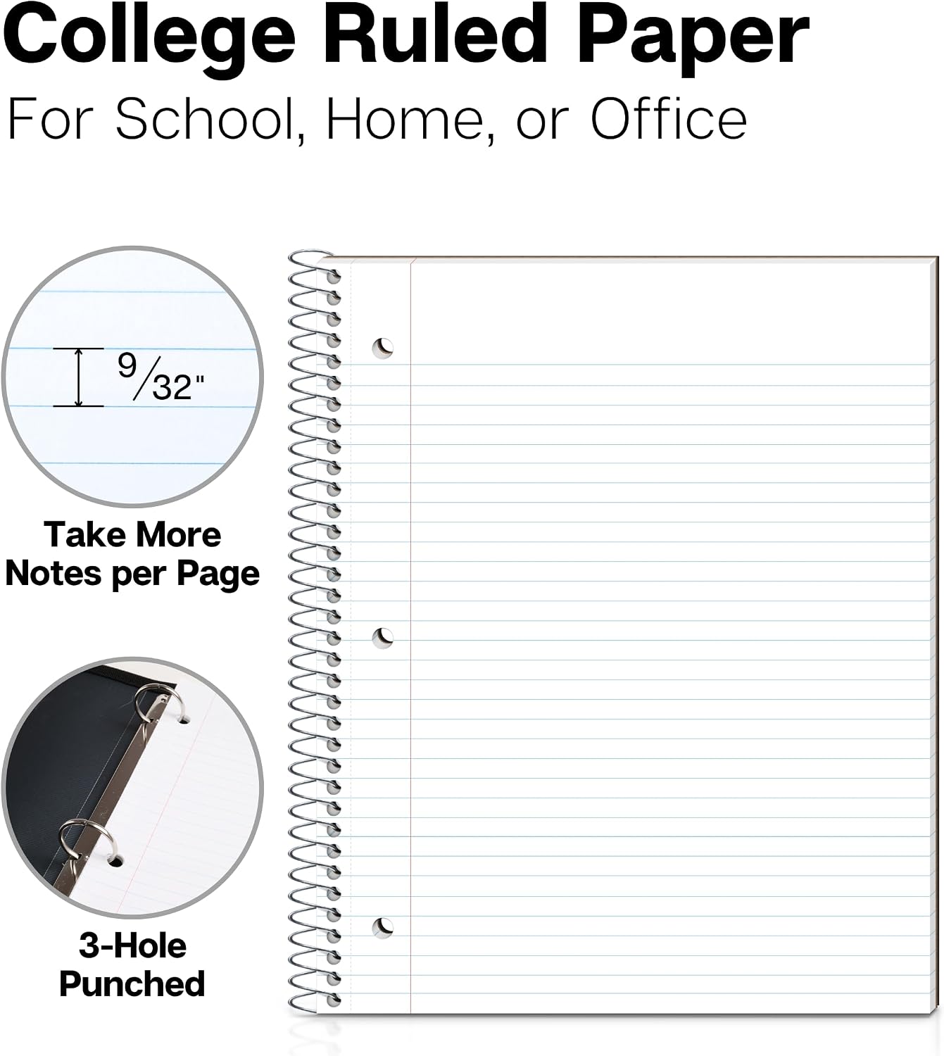 College Ruled Spiral Notebook  - مراجعة Paper Punch 3 Hole وسعره