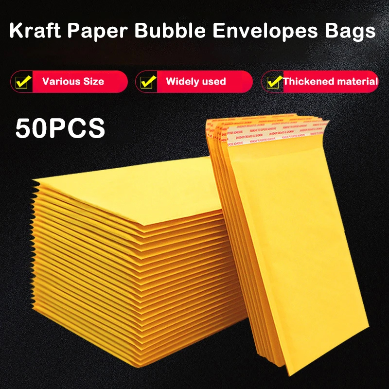 50PCS Kraft Paper Bubble Maile - مراجعة Letter Envelope Kraft وسعره