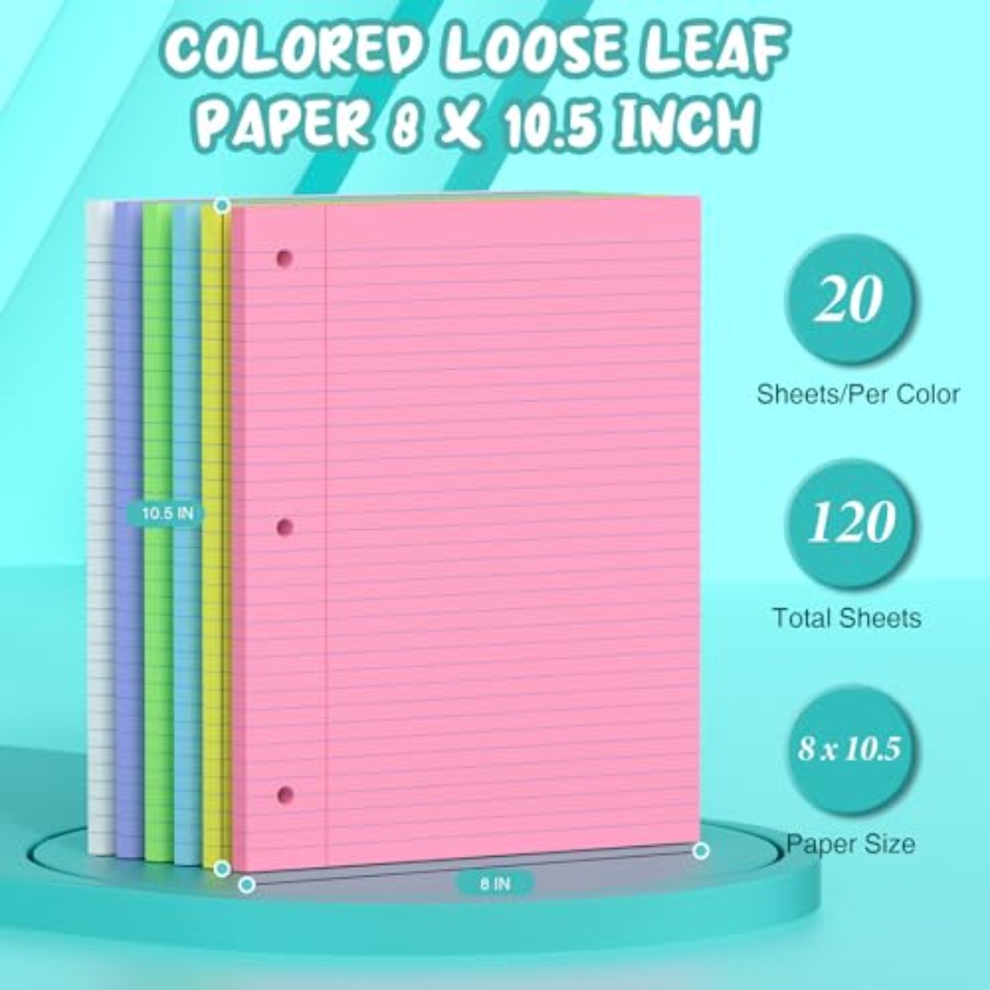 120 Sheets Loose Leaf Paper 8  - مراجعة Paper Punch 3 Hole وسعره