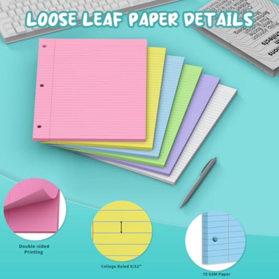 120 Sheets Loose Leaf Paper 8  - مراجعة Paper Punch 3 Hole وسعره