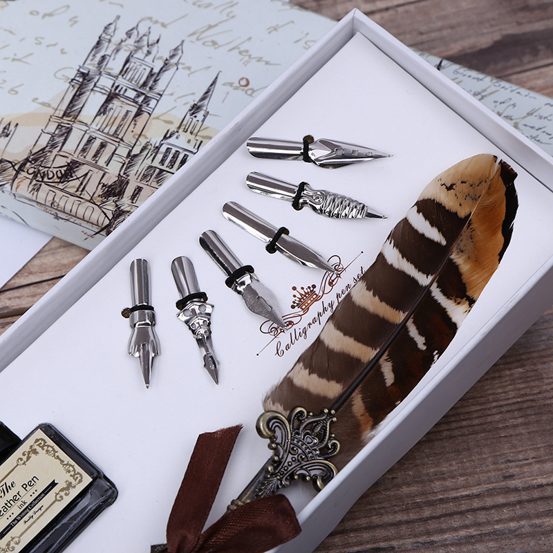 Retro Feather Dip Pen Writing  - مراجعة Self Inking Stamp وسعره