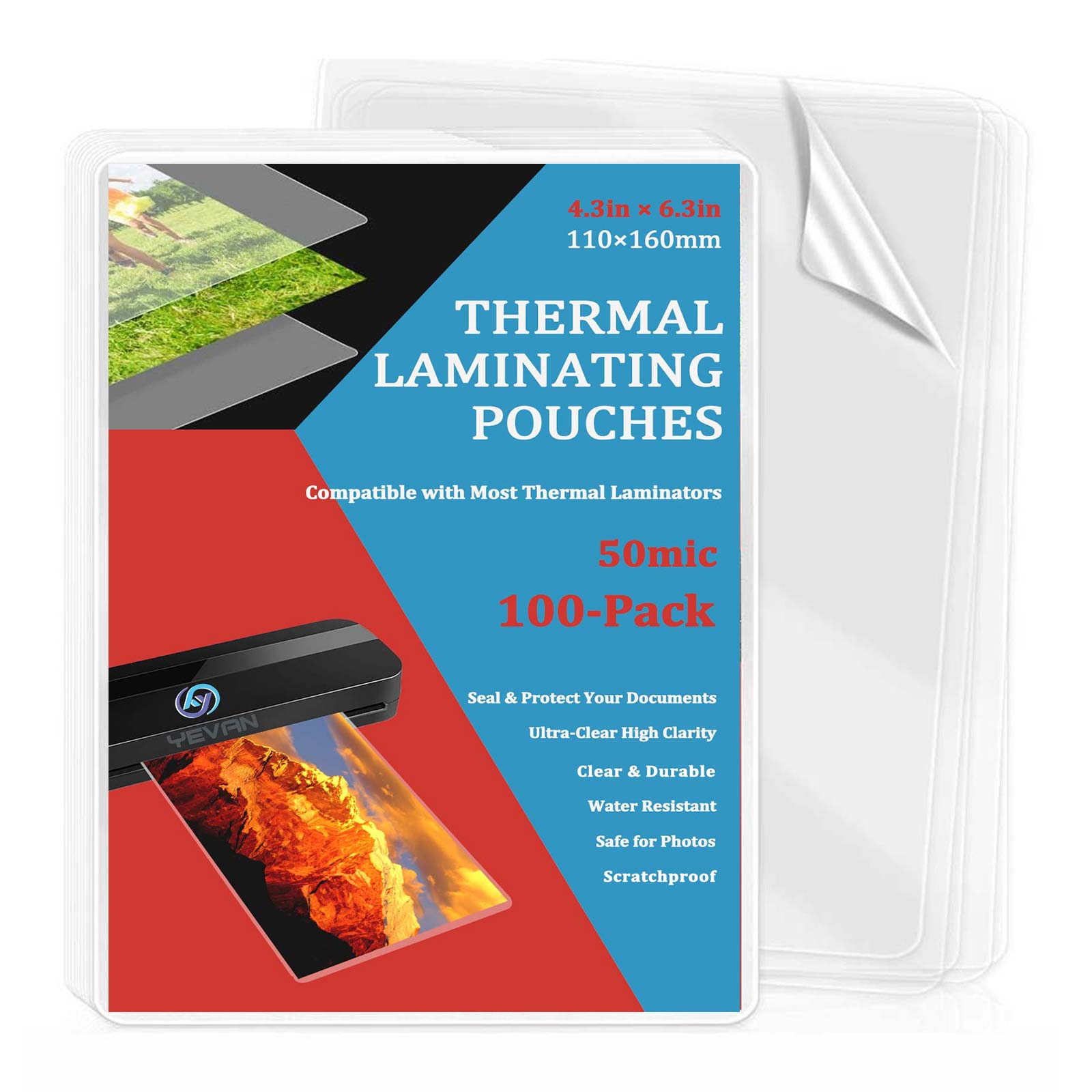 100 Sheets 4.3×6.3in Thermal L - مراجعة Document Laminator Pouch وسعره
