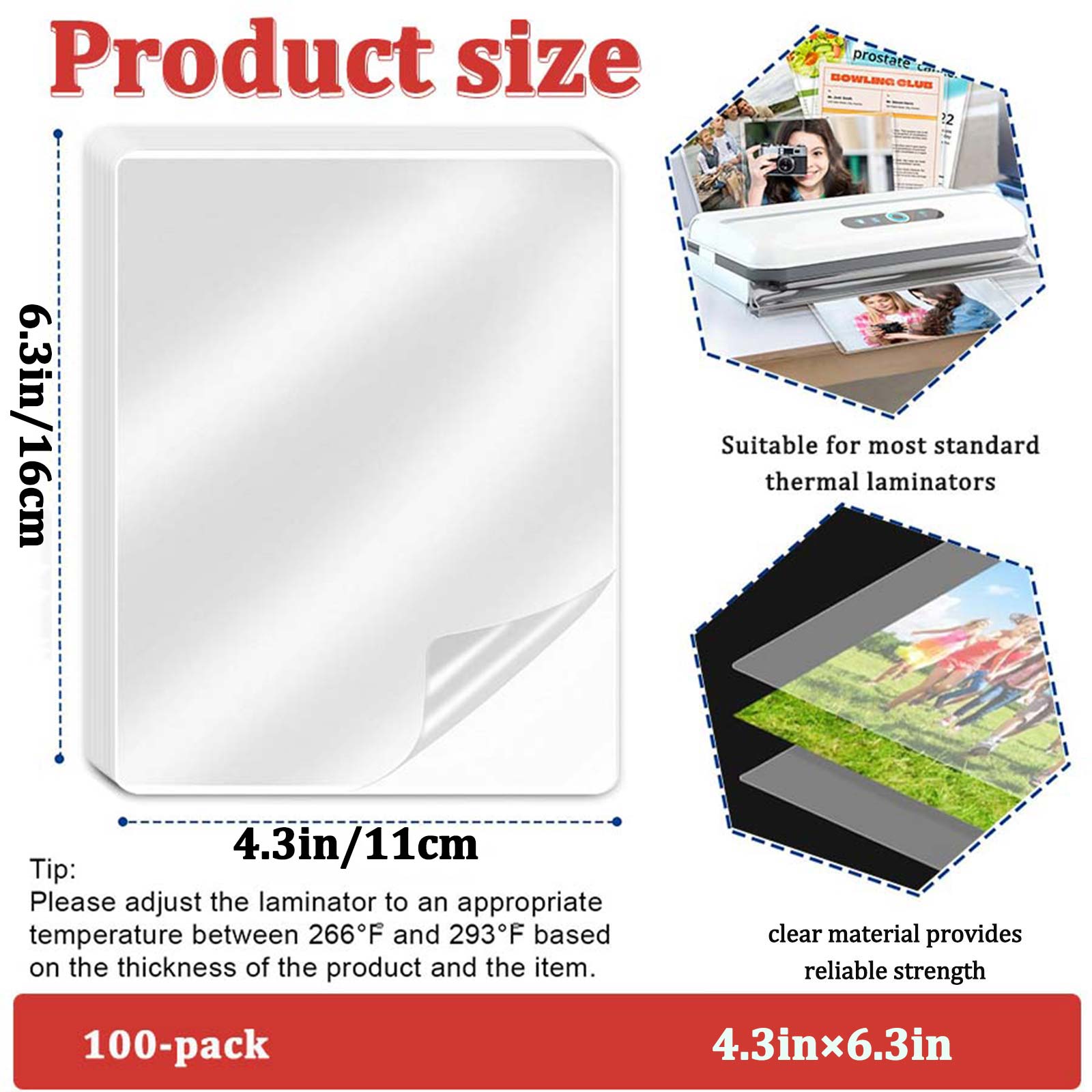 100 Sheets 4.3×6.3in Thermal L - مراجعة Document Laminator Pouch وسعره