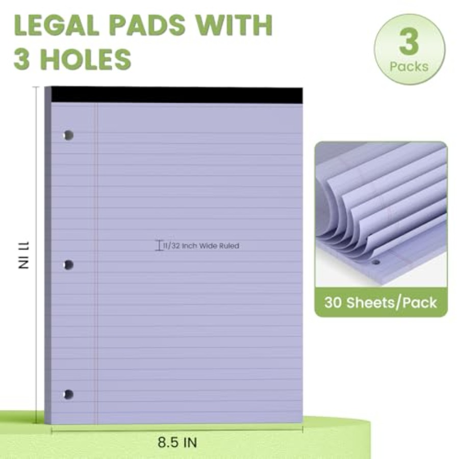 Legal Pads 8.5x11, Purple Lega - مراجعة Paper Punch 3 Hole وسعره